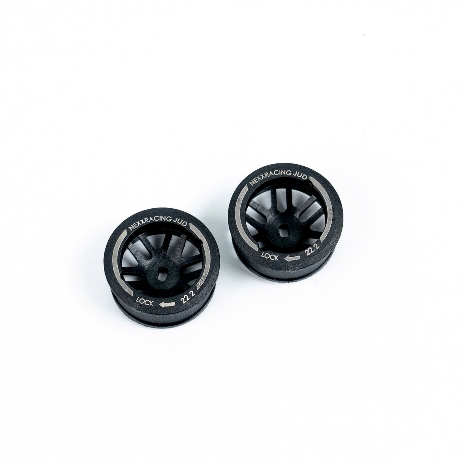 NXUSA-EVOAWD-F Nexx Racing “JUD” threaded carbon-fiber reinforced EVO AWD Flanged Front Wheels (2) pcs for Mini-Z - F8.5 OFFSET +1