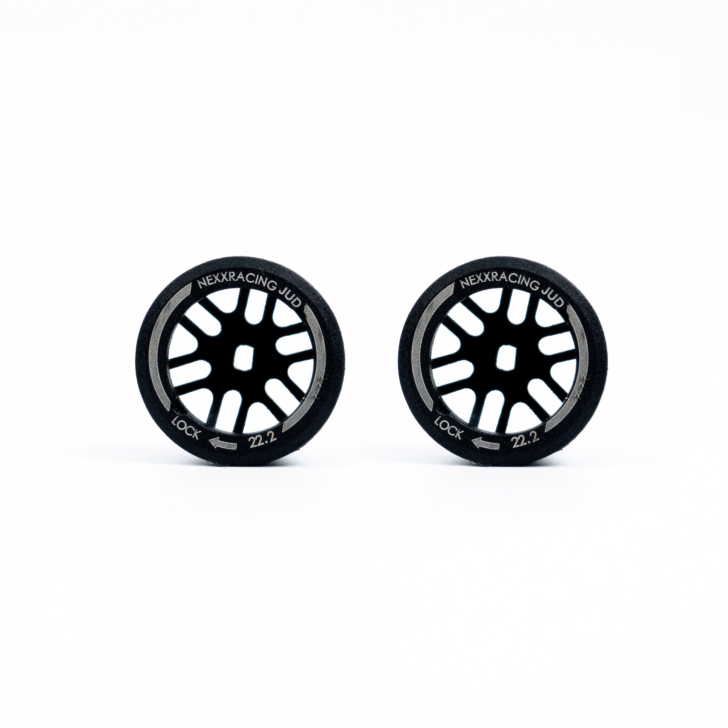 NXUSA-EVOAWD-F Nexx Racing “JUD” threaded carbon-fiber reinforced EVO AWD Flanged Front Wheels (2) pcs for Mini-Z - F8.5 OFFSET +1