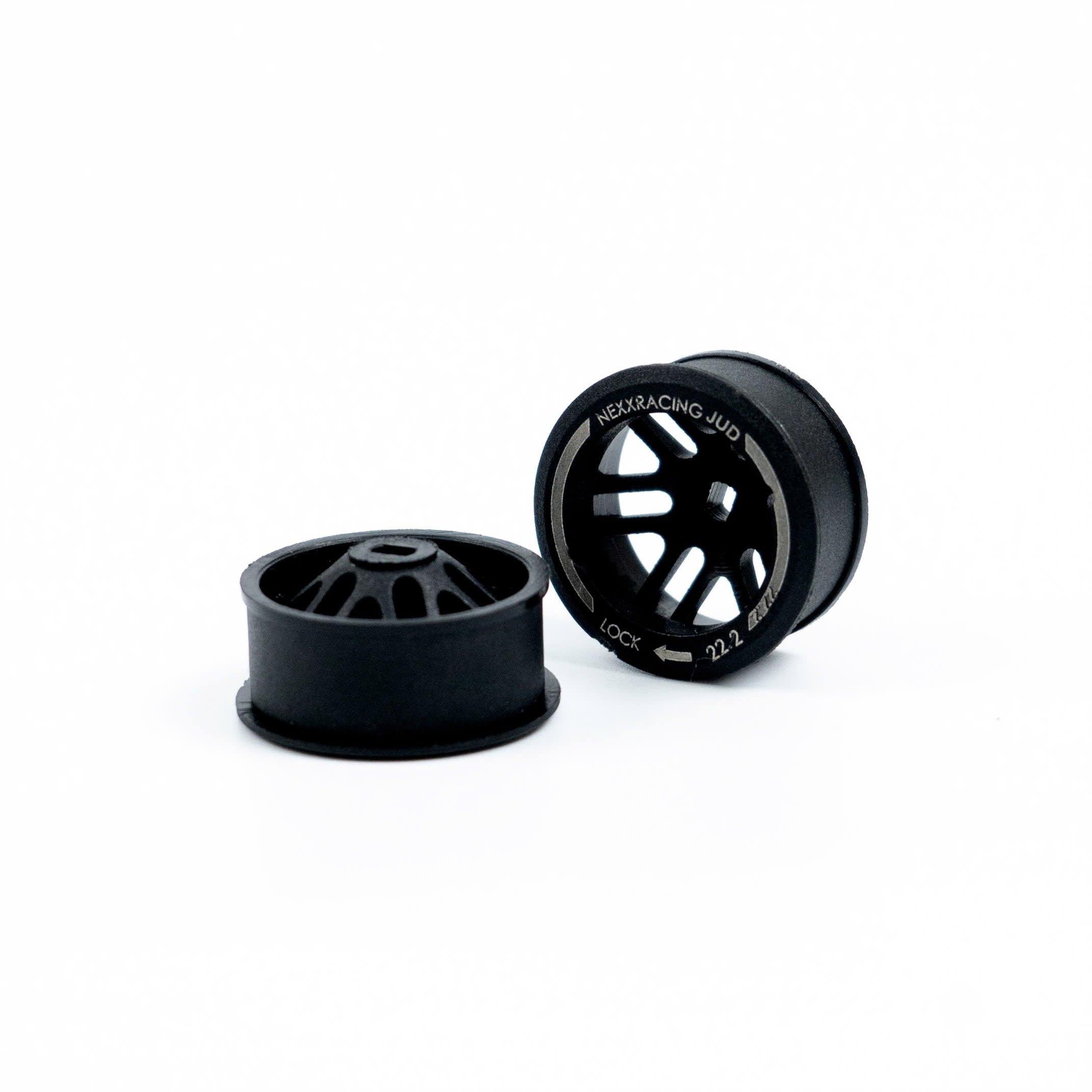 NXUSA-EVOAWD-F Nexx Racing “JUD” threaded carbon-fiber reinforced EVO AWD Flanged Front Wheels (2) pcs for Mini-Z - F8.5 OFFSET +2