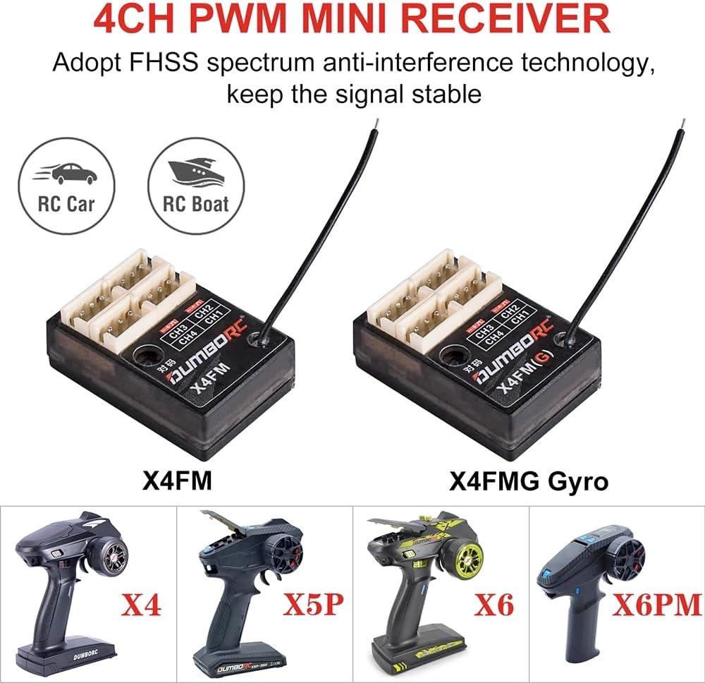 DUMBORC DDF-350 Surface Radio W/ P10F Receiver & Micro Receiver X4FMG with Gyro