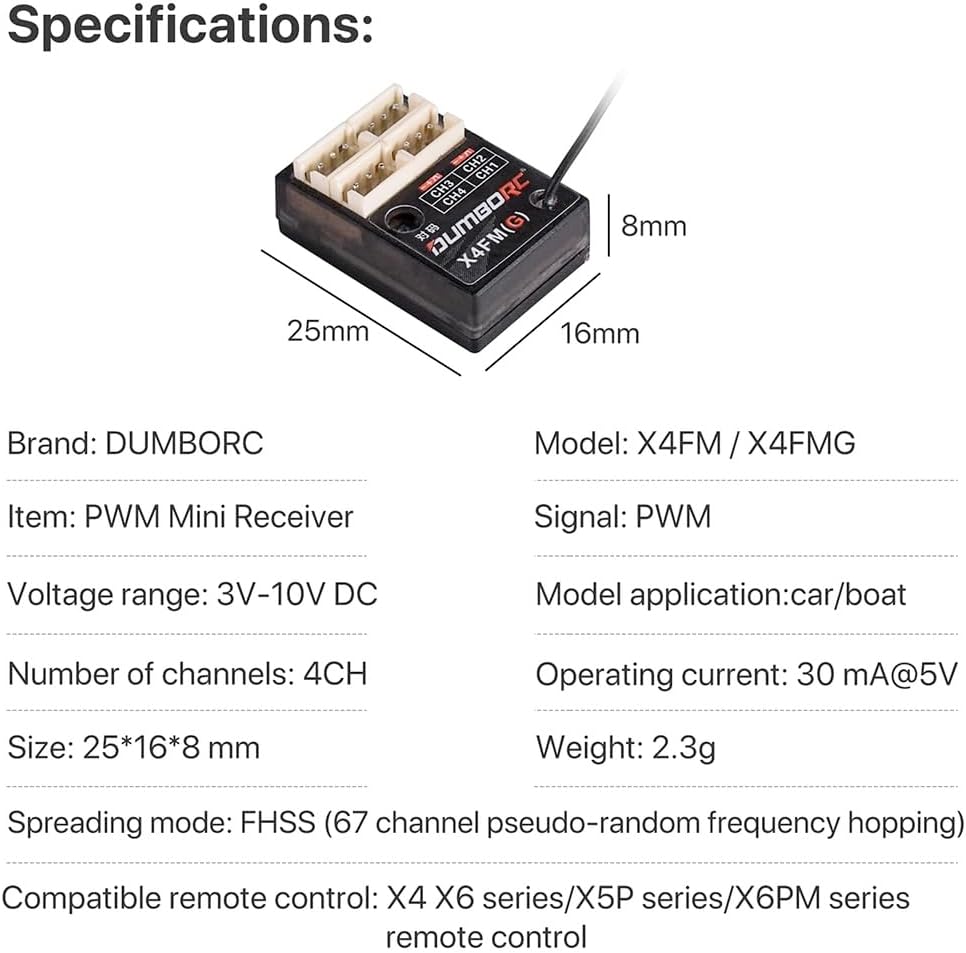 DUMBORC DDF-350 Surface Radio W/ P10F Receiver & Micro Receiver X4FMG with Gyro