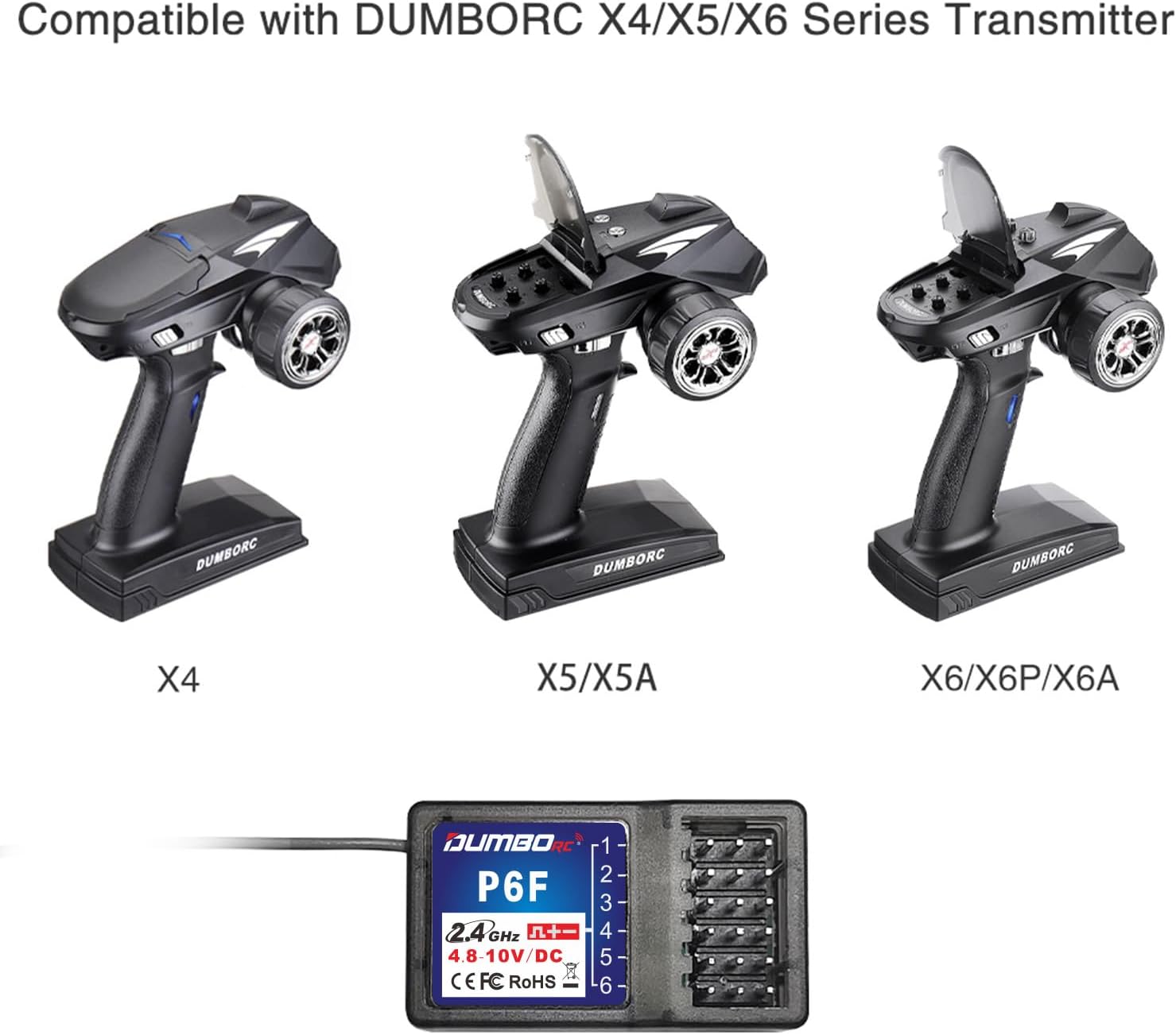 DUMBORC DDF-350 Surface Radio W/ P10F Receiver & P6F 6 Channels 2.4GHz RC Receiver