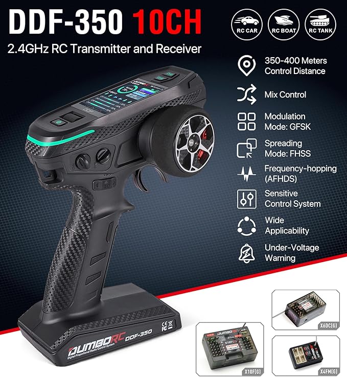 DUMBORC DDF-350 Surface Radio W/ P10F Receiver & P6F 6 Channels 2.4GHz RC Receiver
