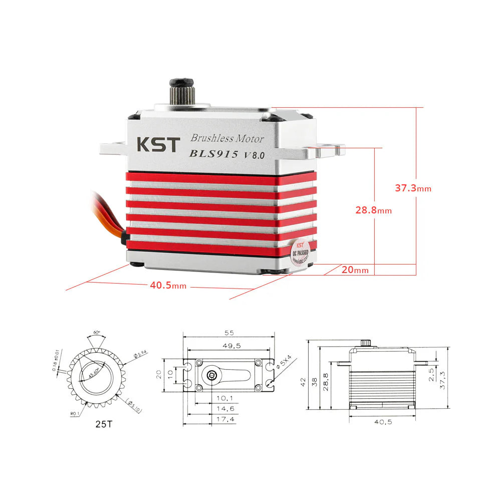 KST BLS915 V8.0 Brushless Standard Servo