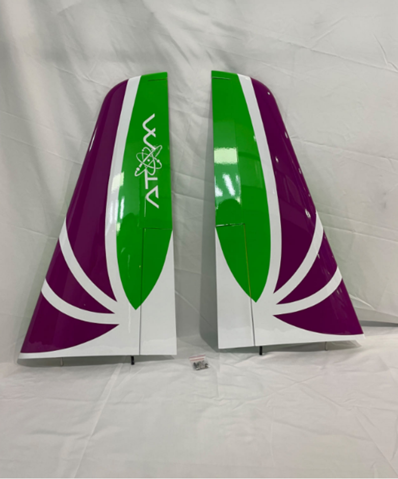 Boomerang Atom Wing set to include hatches, pushrods, control horns and linkages  - Green White Purple