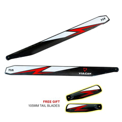 VULCAN ROTORS Precision Main Rotor Blades 716mm (RED) free gift 105mm Tail Blades