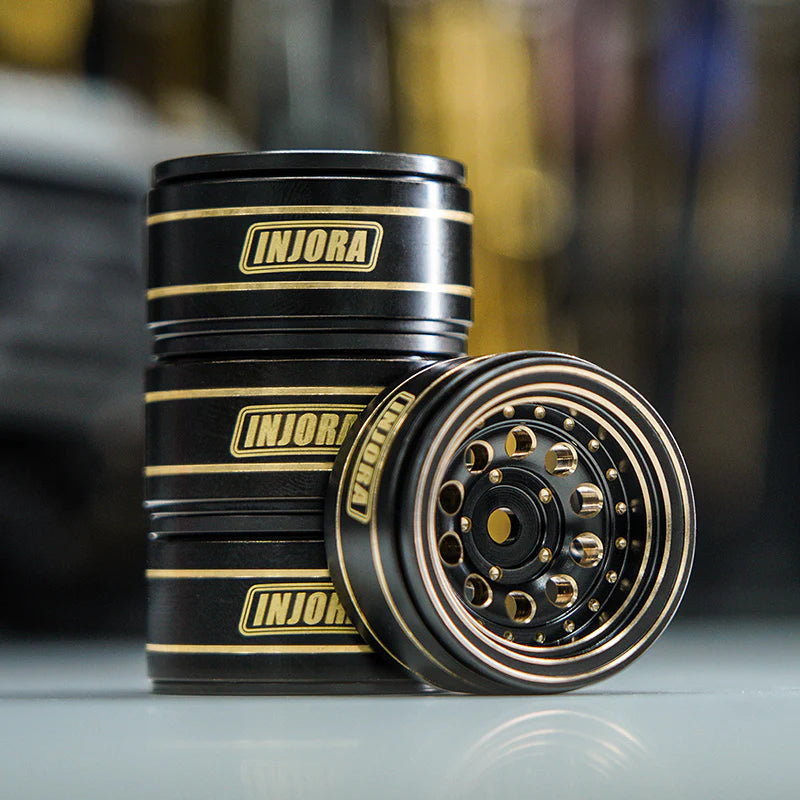 INJORA 1.0" 39g/Pcs Brass Beadlock Wheels Negative Offset 2.65mm For 1/24 1/18 RC Crawlers - HeliDirect