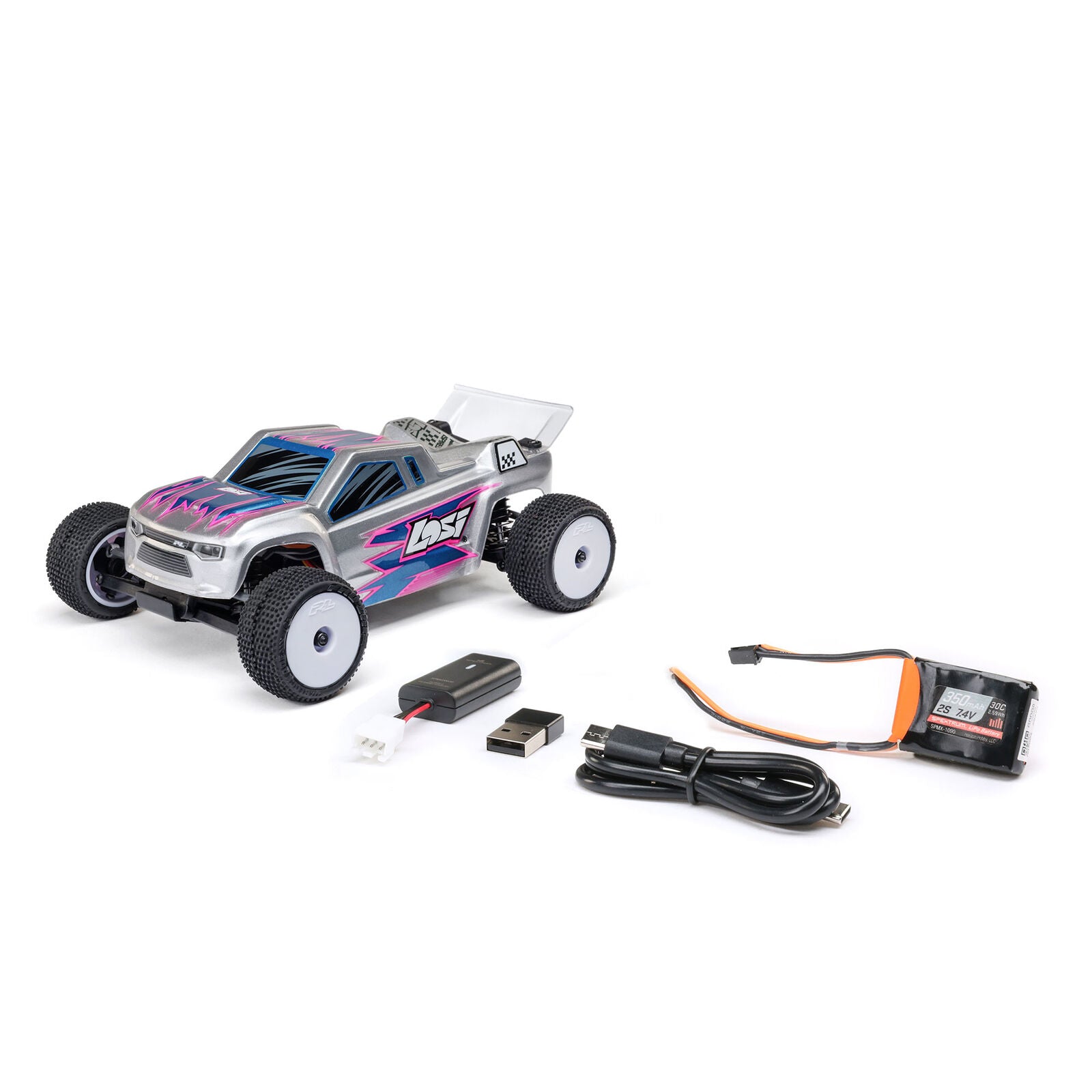 Losi 1/28 Micro-T 2S 2WD RTR Stadium Truck (Battery & Charger Included) - Silver