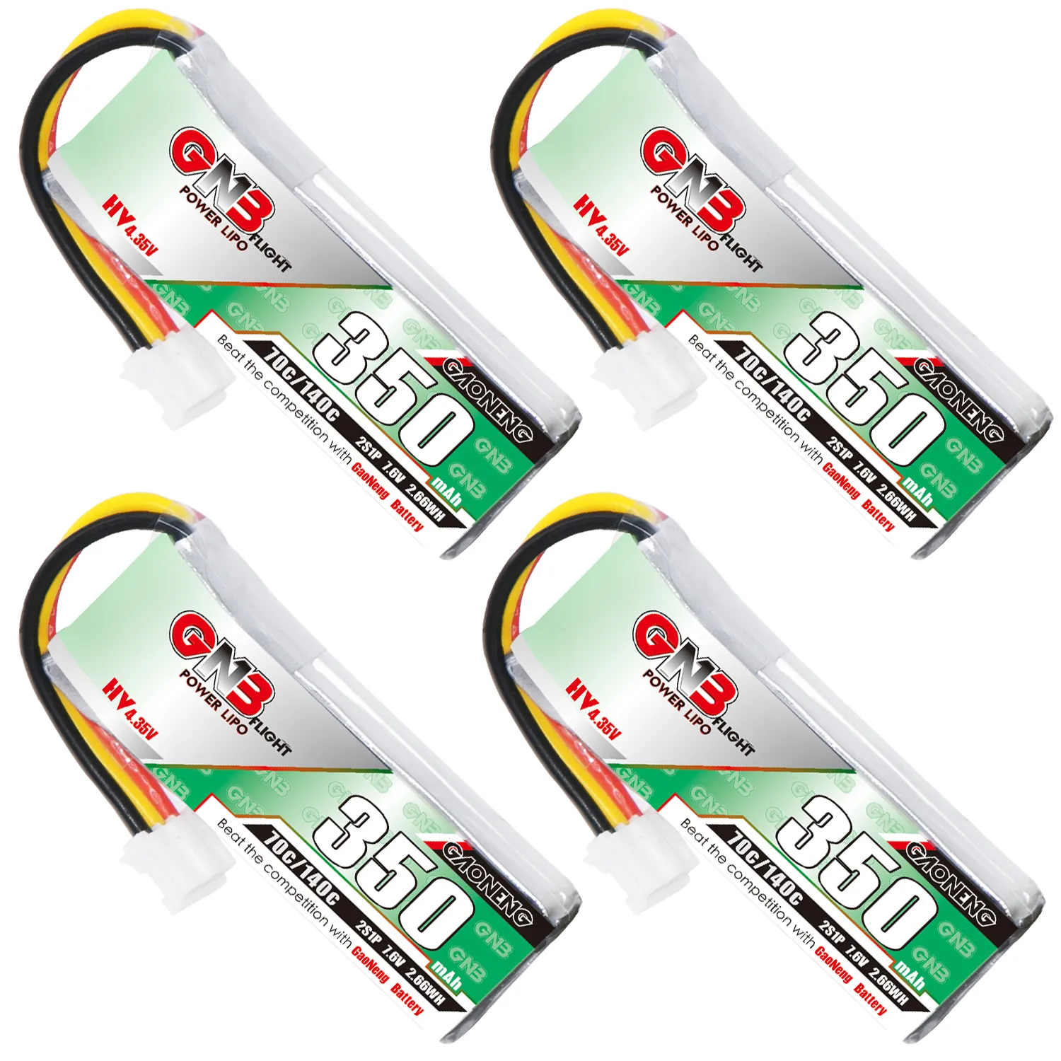 GAONENG GNB LiHV 2S 7.6V 350mAh 70C LiPo Battery PH2.0 3Pin Connector