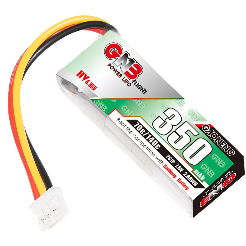 GAONENG GNB LiHV 2S 7.6V 350mAh 70C LiPo Battery PH2.0 3Pin Connector