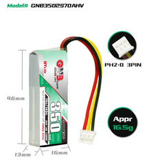 GAONENG GNB LiHV 2S 7.6V 350mAh 70C LiPo Battery PH2.0 3Pin Connector